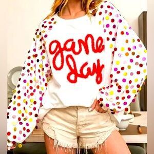 Bibi Game Day Spangled Sweatshirt Size Small NWOT